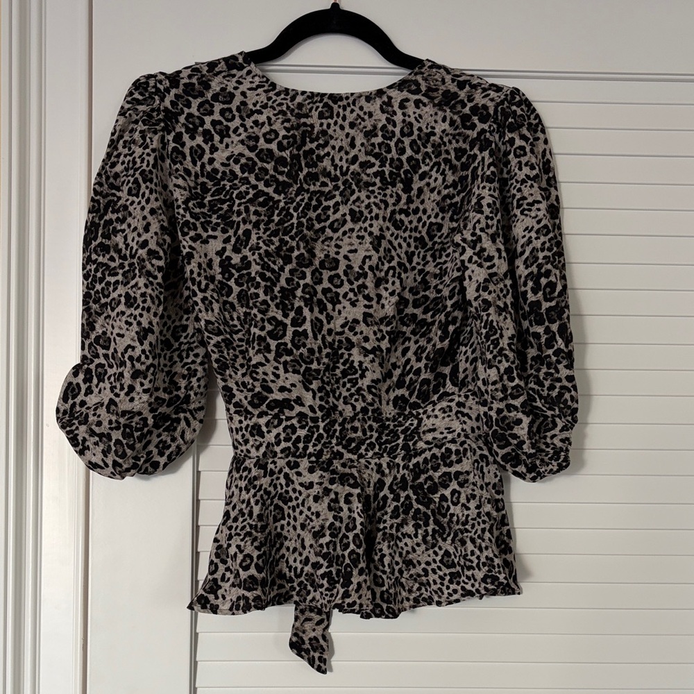 Banana Republic Leopard Print Wrap Blouse - Picture 2 of 4